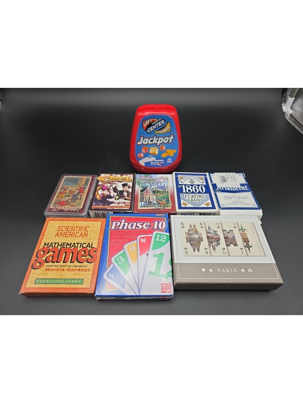 Large Lot Playing Card Sets (6) Jackpot Phase 10 Mathematical Games Cheers+++